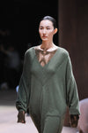 SWAYING/KNIT V-neck wide dress SW23AW2L21 dark green PS65